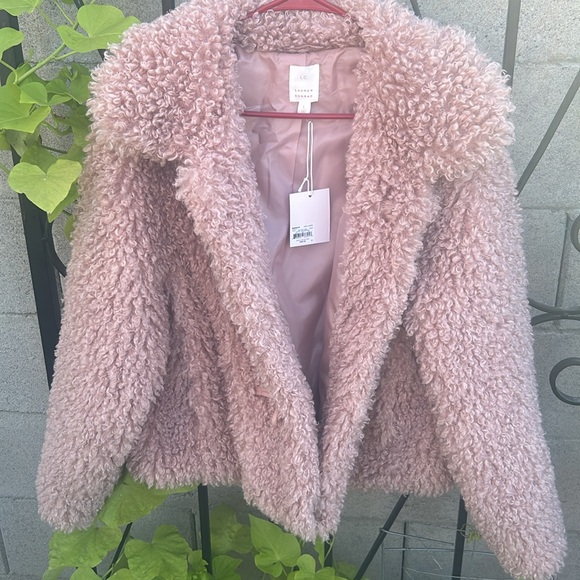 Lauren Conrad pink shag winter jacket, Large - Picture 4 of 6